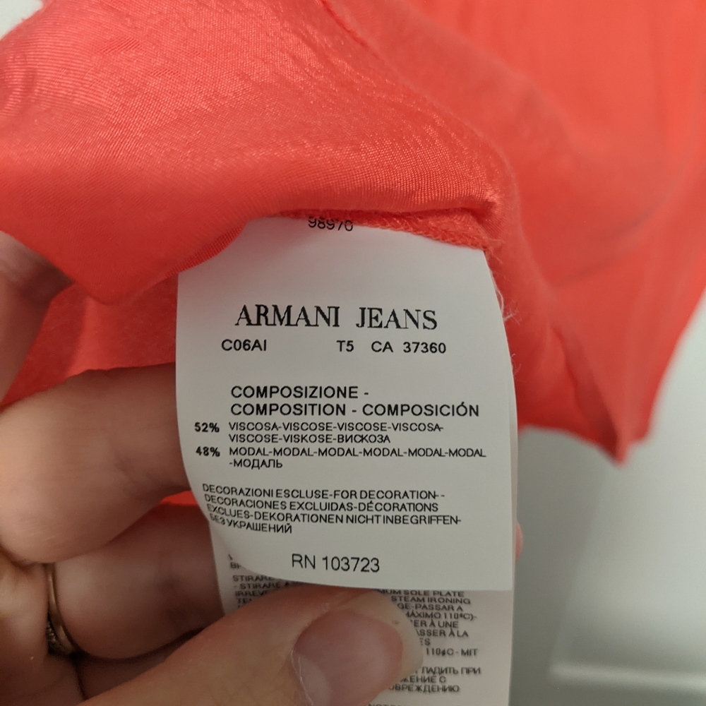 Armani Jeans Top Coral Colour Size 10 - Picture 8 of 8